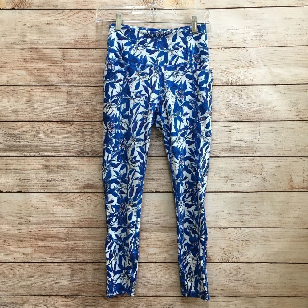 GOTTEX LEGGINGS IN BLUE AND WHITE FLORAL‎ PRINT